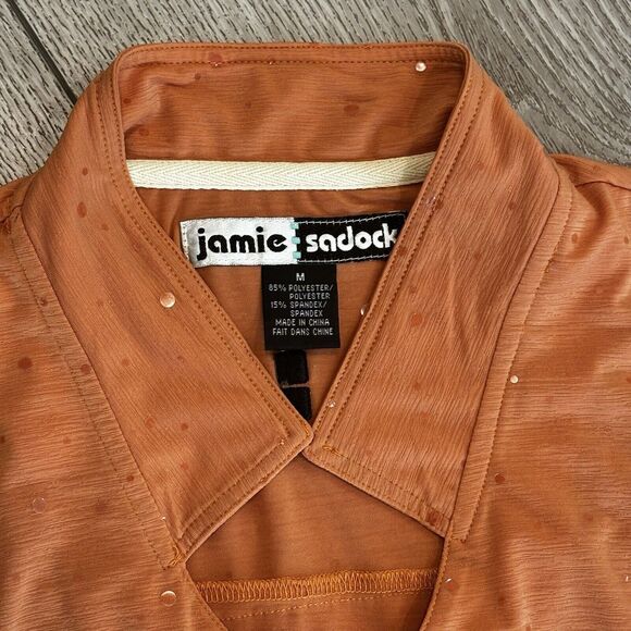 Jamie Sadock Women’s Medium Orange Shimmer Sleeveless Top Zip Golf Polo - Picture 3 of 7